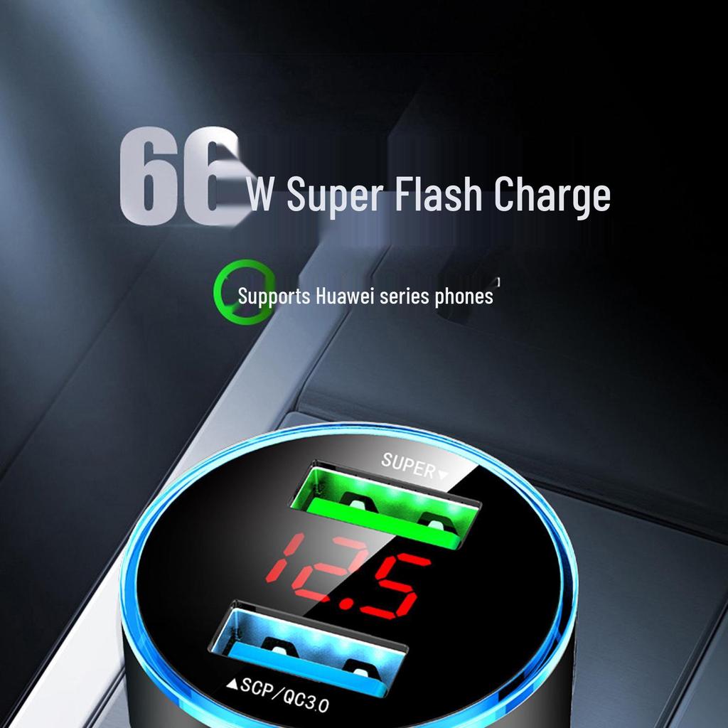 66W/40W Superschnelles Autoladegerät mit Digitalanzeige & Umgebungslicht für Huawei, Apple, Samsung