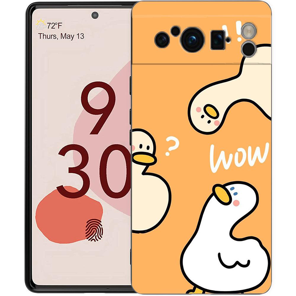 Phone Case For Google Pixel 8 A 7 6 Pro 6A 5G Black Soft Shockproof Back Cover Silicone TPU Shell Coque Cartoon Printed