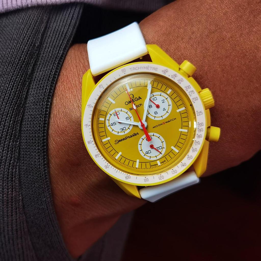 Ocdin 20mm Watch Band for Omega and Moon Silicone White X, Swatch, Speedmaster, Swatch, Easy-to-Interchange Strap, Unisex,