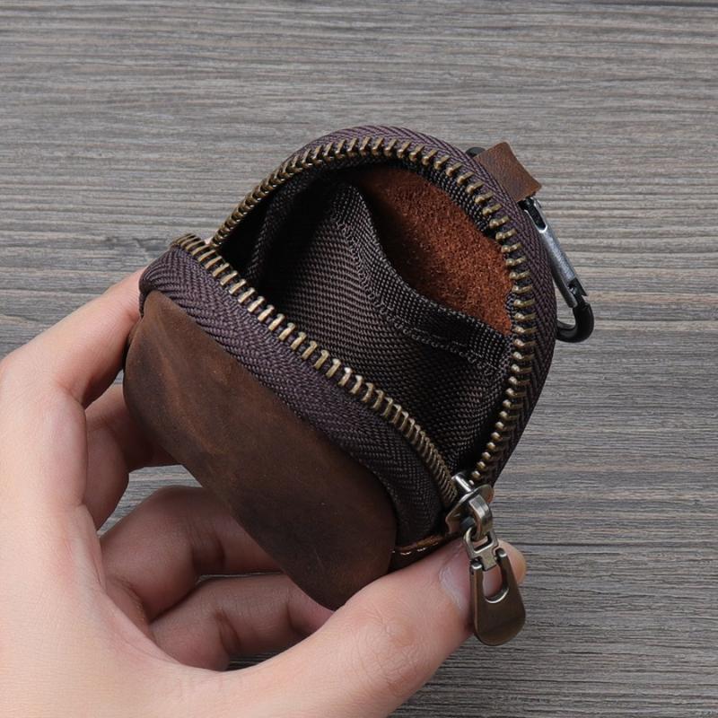 PU Leather Coin Purse Retro Small Zipper Pouch For Coins Earphones Accessories Bag Pendant