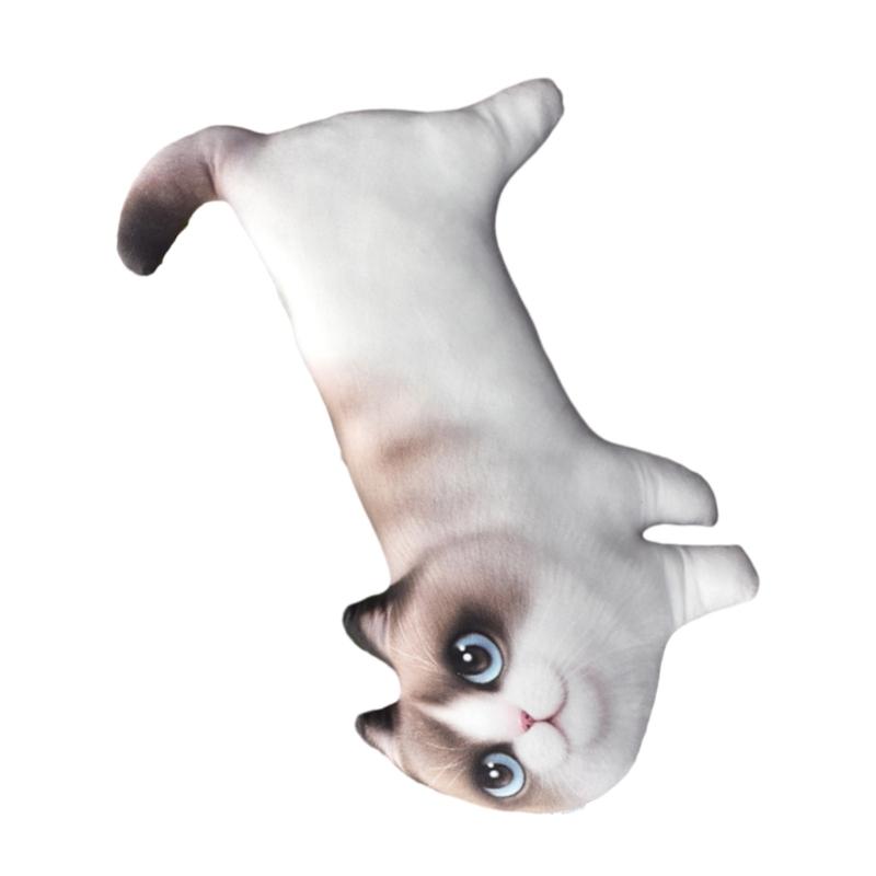 Cotton Cat Printed Throw Pillow Soft and Comfortable Toy Cushion with 3D Eyes Present for Girlfriend Home Decor