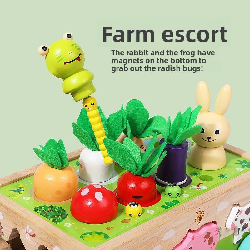 Rabbit Wooden Farm Car Paired Puzzle Toy For Childrens Educational Skills Play