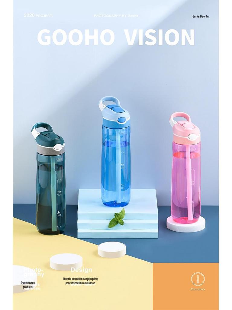 Tritan Large Capacity Portable Sports Water Bottle with Straw - Stylish Plastic Cup for Adults.