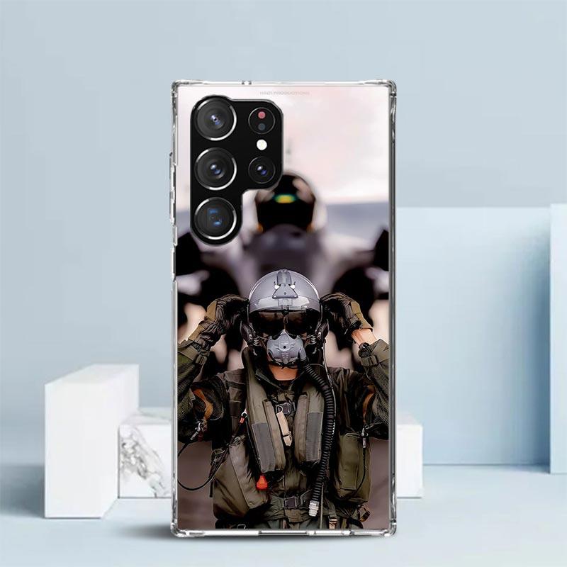 Military Aircraft Warship Fighter Phone Case For Samsung Galaxy S24 S25 Edge S26 Ultra S22 S23 Plus S21 + S20 FE Soft TPU Back C