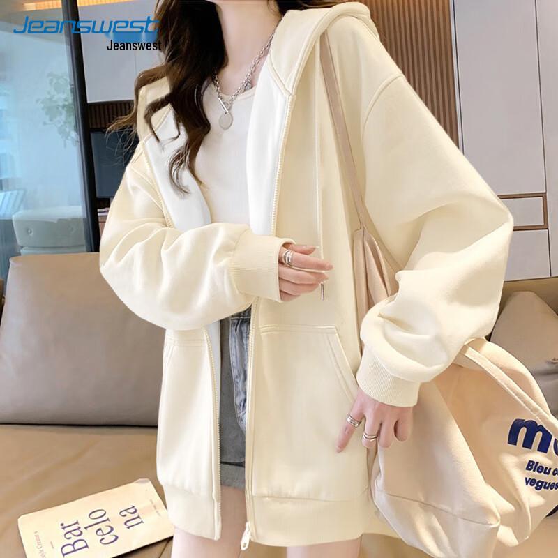 JEANSWEST Women's Loose Solid Hooded Cardigan Jacket