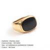 INS cold wind fashion titanium steel ring simple glossy black gemstone couple ring foreign trade jewelry