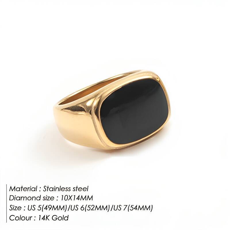INS cold wind fashion titanium steel ring simple glossy black gemstone couple ring foreign trade jewelry