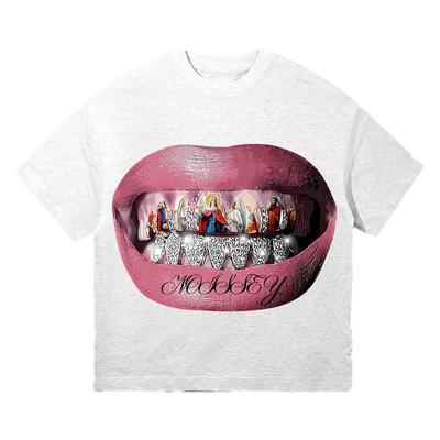 Trendy Big Lips Jewelry Rich Hip Hop Street Harajuku Style Casual TShirt Mens and Womens Luxury Brand Top 2026 New