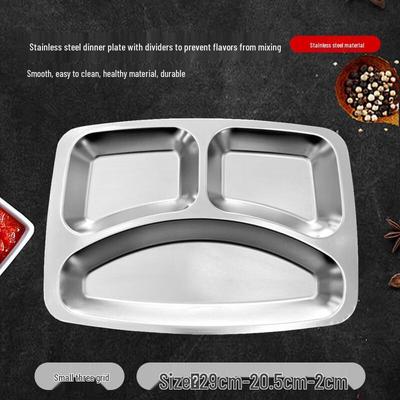 Stainless Steel 3-Compartment Deep Meal Tray