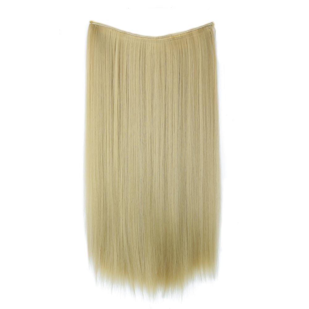 MISS WIG Women Long Straight Invisible Hair Extensions Synthetic Fiber Natural Hairpiece Fish Line Daily Wear Cosplay Hair
