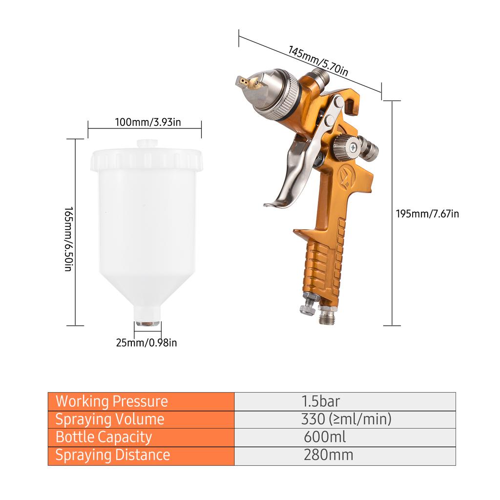 HVLP Spray Gun Painting Gun Sprayer Spray-machine Gravity-Feed Airbrush Paint Spray Tool with 3pcs