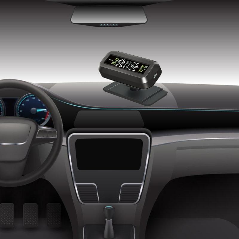 Reifendruckkontrollsystem, Wasserdichtes TPMS-Sensoren-Set, Digitales Display mit Solar- und USB-Betrieb für Auto-SUV