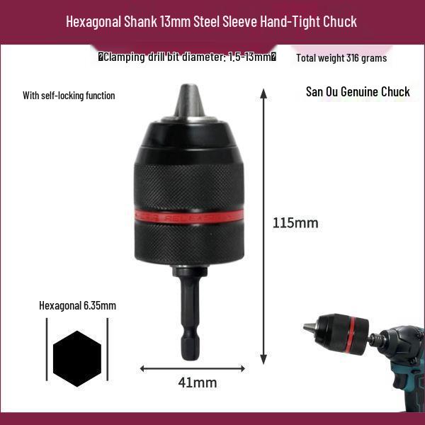 Hex Shank Drill Chuck Adapter for Electric & Pneumatic Screwdrivers
