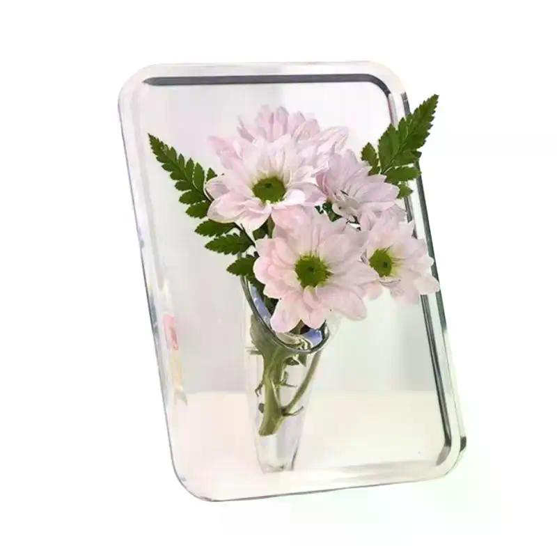 Hot Frame Flower Vase - Clear Acrylic Vase For Flowers, Modern Art Vases For Home Decor, Decorative Vases For Desktops Bookshelf