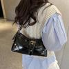 New Designer Buckle Armpit Bag Vintage Y2k Rivet Shoulder Bag Gothic Pu Leather Spicy Girl Hobo Handbag For Women