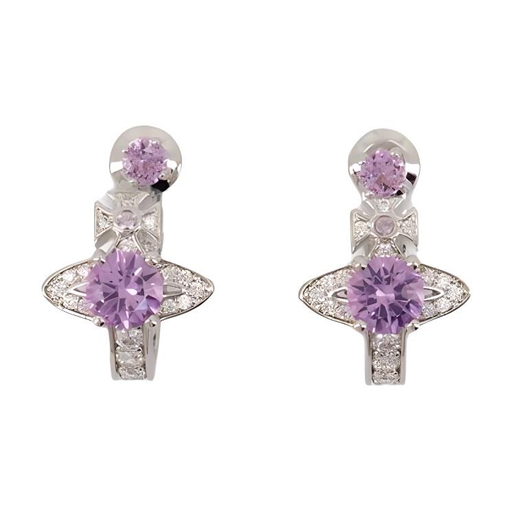 Vivienne Westwood Logo Earrings Women earrings Silver Purple 6203005602P271
