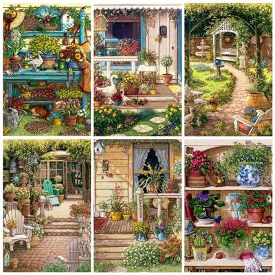 5D DIY Diamant Malerei Garten voller Bohrer Kreuzstich neue Ankunft Diamant Stickerei Landschaft Blume Home Dekoration