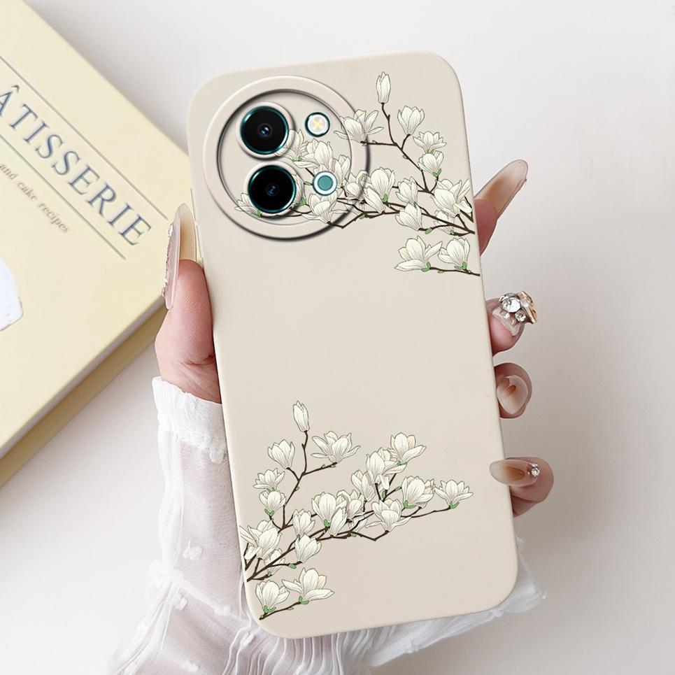 For Vivo Y38 Y58 T3x Y200i Y200t Back Cover Flower Butterfly Women Girly Fashion Phone Case For Vivo V2355 V2388 Liquid Silicone
