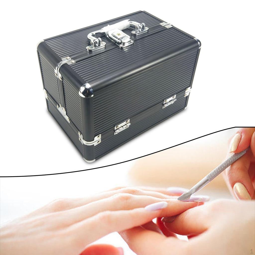 Aluminium Make-Up Fall Maniküre Box Toilettenartikel Veranstalter Schönheit Lagerung Reise Kosmetik