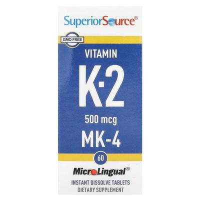 Superior Source Vitamin K-2 500mcg MK-4 Tablets 60 Tablets 1 Pcs