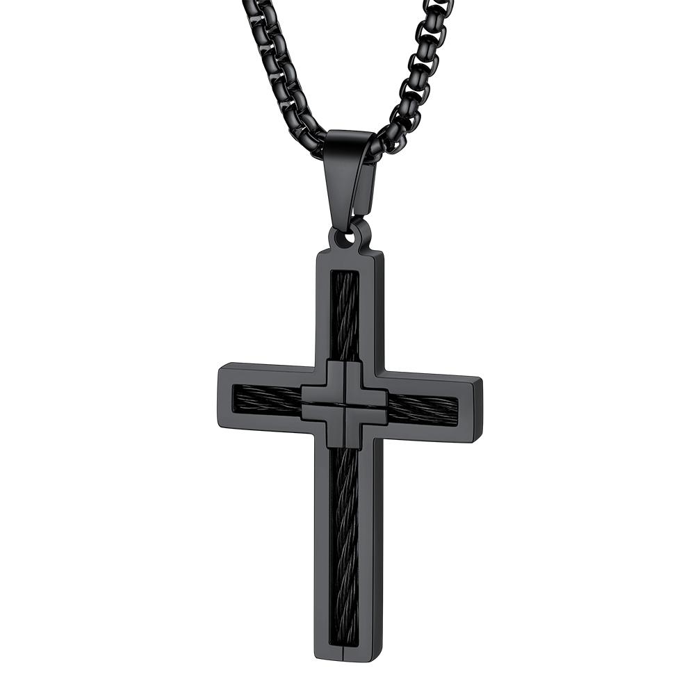 U7 Templer Halsketten aus Edelstahl für Herren Ritterkreuz Schild Anhänger 3D Geprägtes Amulett Symbol Christlicher Unisex Schmuck Geschenk