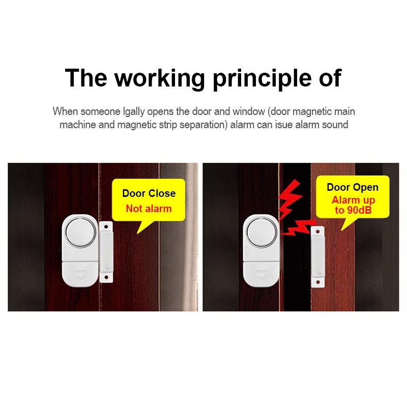 Door Window Alarm 90db Security Wireless Sensor Magnetic Burglar Alarm for Home Security Anti-theft Security Alarm System