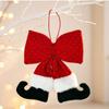 Rhinestone Velvet Bowknot Decoration Wine Red Bowknot Hanging Ornament  Xmas Decor