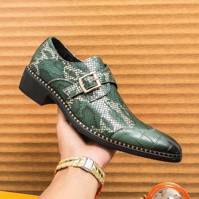 New Men Fashionable Formal Shoes PU Black Green Side Buckle Casual Business Loafers Designer Barber Shoes Size 38-46 Men Shoes