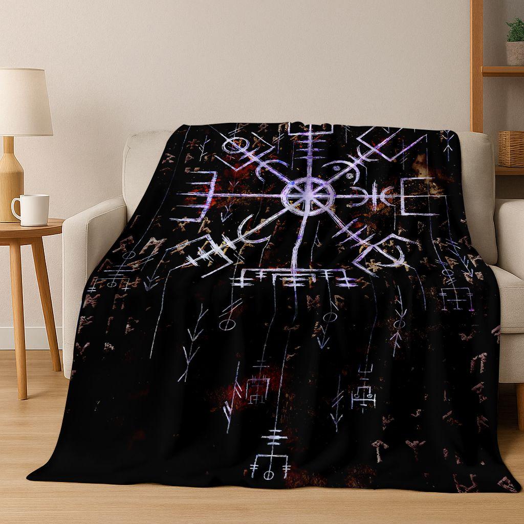 Nordic Viking Warrior Symbol Valhalla Valknut Rune Flannel Blanket,Cozy Soft Throw Blanket for Home Bedroom Bed Sofa Cover Gift