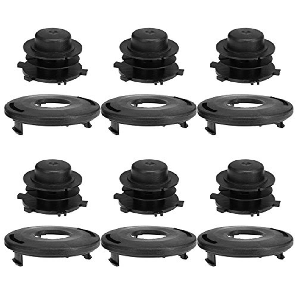 6 Piece Spool Set Bump Feed Trimmer Head Spool Cover Cap