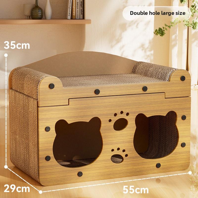 Noua jucărie pentru pisici, jucărie pentru pisici, jucărie pentru animale de companie, cu sistem integrat de joacă și somn, mansion villa, dublu strat din lemn pentru pisici, cuib multifuncțional pentru pisici, rezistent la zgârieturi