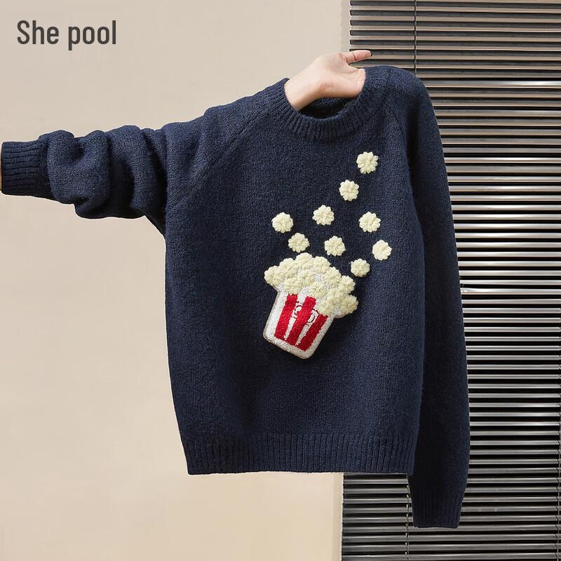 Women s Color-block Round Neck Sweater One Size