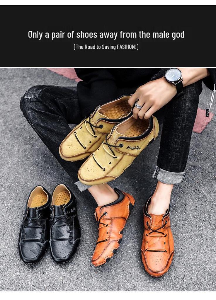 Men's Octopus Low-Top Leather Loafers: Korean Style Breathable Slip-On Driving Shoes