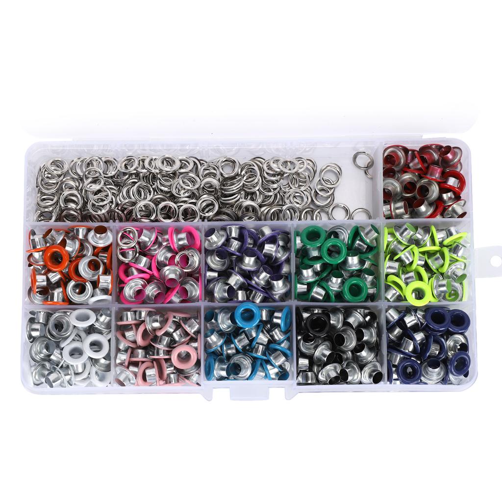 Eyelets Set Grommets Kit Boxed MultiColor Hollow Rivet DIY Project Craft Metal Tool KQ201
