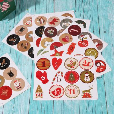 Ornaments Packaging Sealing Advent Calendar Christmas Paper Sticker Adhesive Label Number Stickers