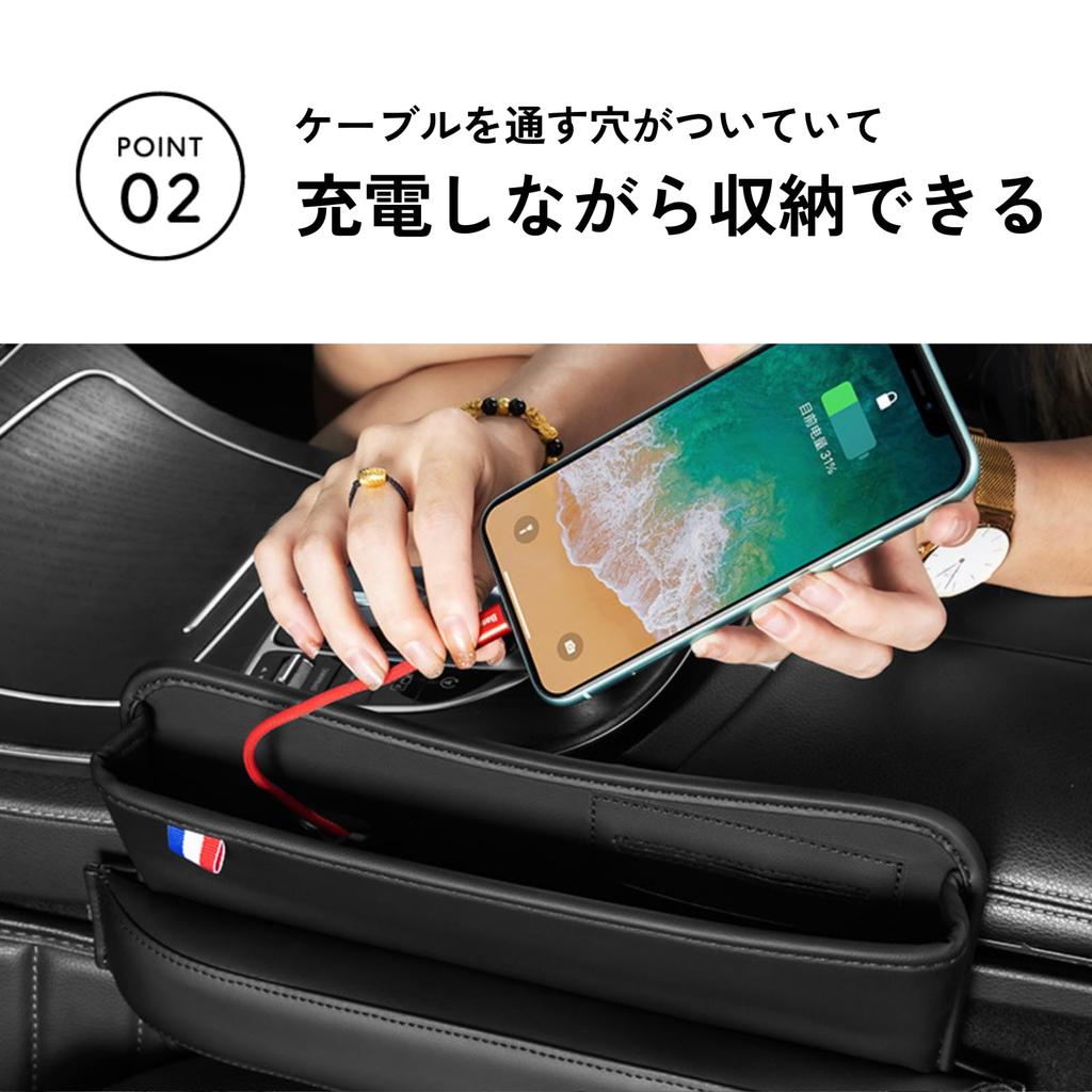 DIZLAS Car Seat Side Car Gap Storage Set of 2 Pockets, Accessories, Boxes, (Black)