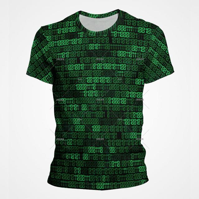 Fashion 3D Printed Green Matrix Code T Shirt For Men Trend Personality Graphic T Shirts Programmer Streetwear Oversized T Shirt Tops