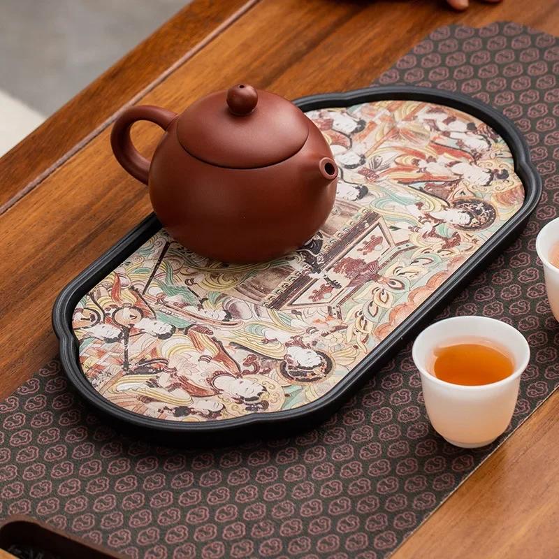 Chinese Style Absorbent Dry Bubble Tray Coffee Table Tea Tray Tea Set Accessories Retro Tea Tray Household Decoration Modern New