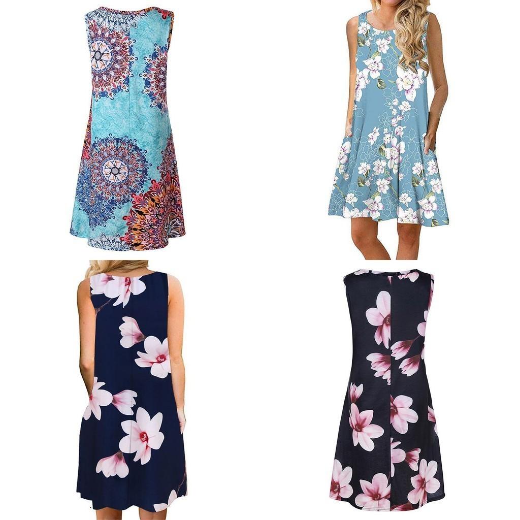 Women's Summer Boho Floral Tank Dress With Comfortable Loose Fit For Casual Beach Outings