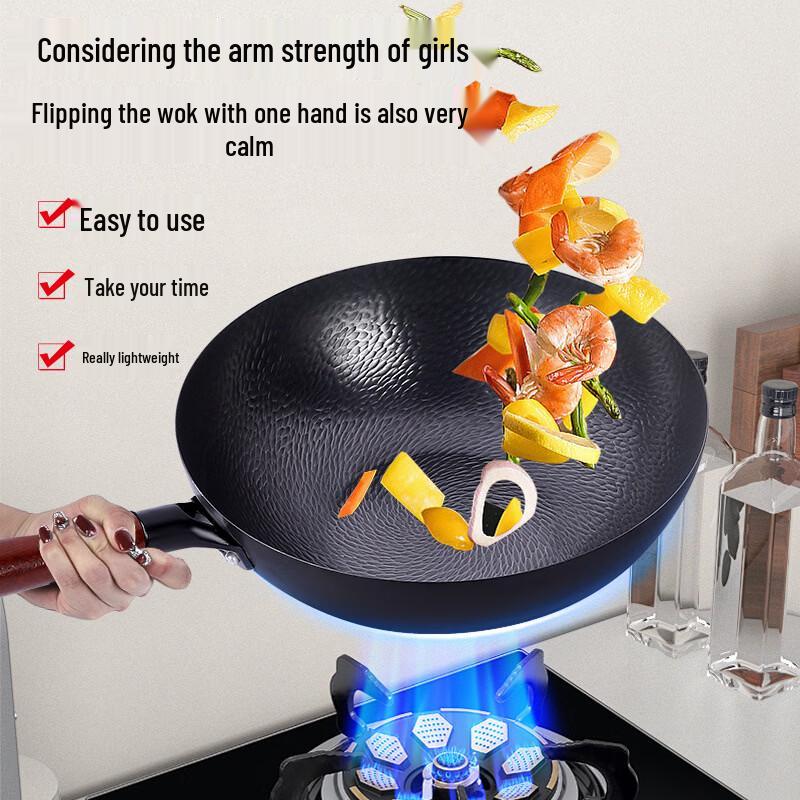 Hakka Flavor Forged Flat-Bottom Iron Stir-Fry Wok