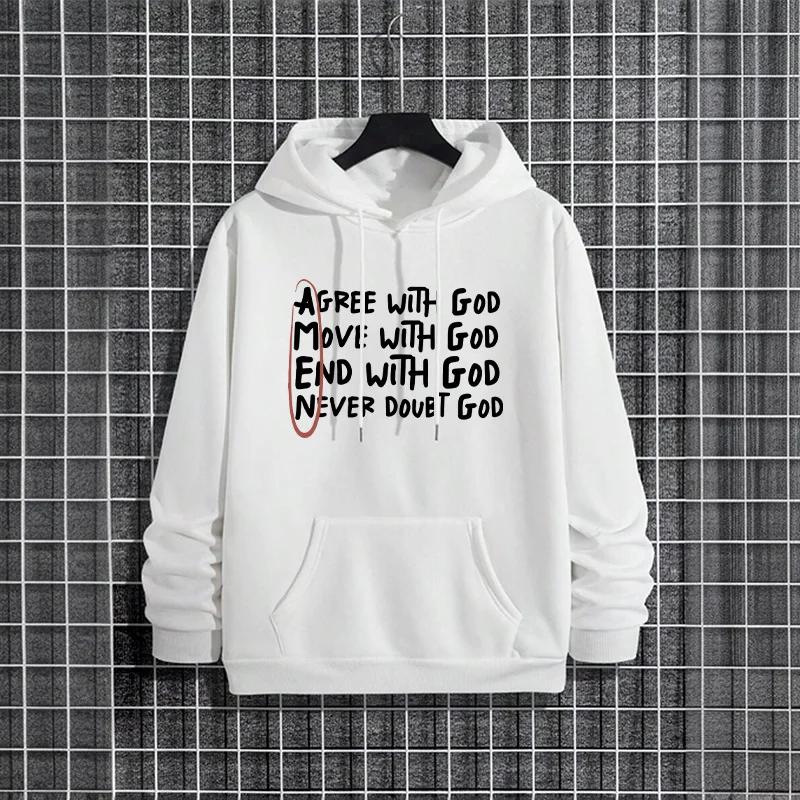 Fashion Streetwear Top Male Outdoor Essentials God Amen Print Men Hoodies Casual Sporty Sweatshirt Winter Warm Hooded Pullover
