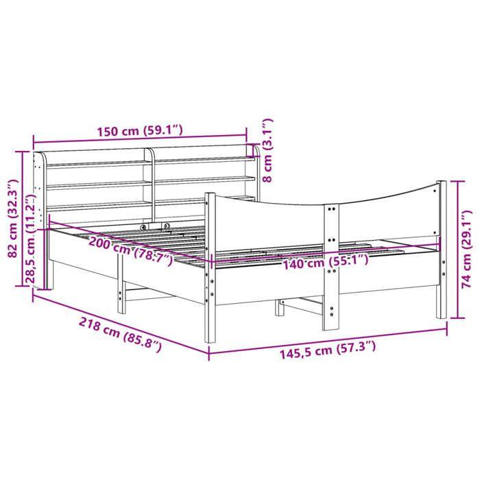 VidaXL Cadre de lit avec tête de lit blanc 140x200 cm bois pin massif, sommier, cadre de lit double, cadre de lit en bois 3307045