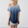 Women's Gradient Print Casual Off-Shoulder Strappy V-Neck Short-Sleeved T-Shirt
