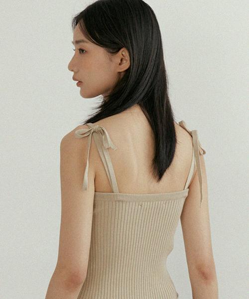 Lingseoul Ribbed Bustier Knit-Khaki