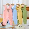 Infant & Toddler Pure Cotton Open-Crotch Overalls for Boys & Girls - Quilted Warm Jumpsuit with Belly Protection.