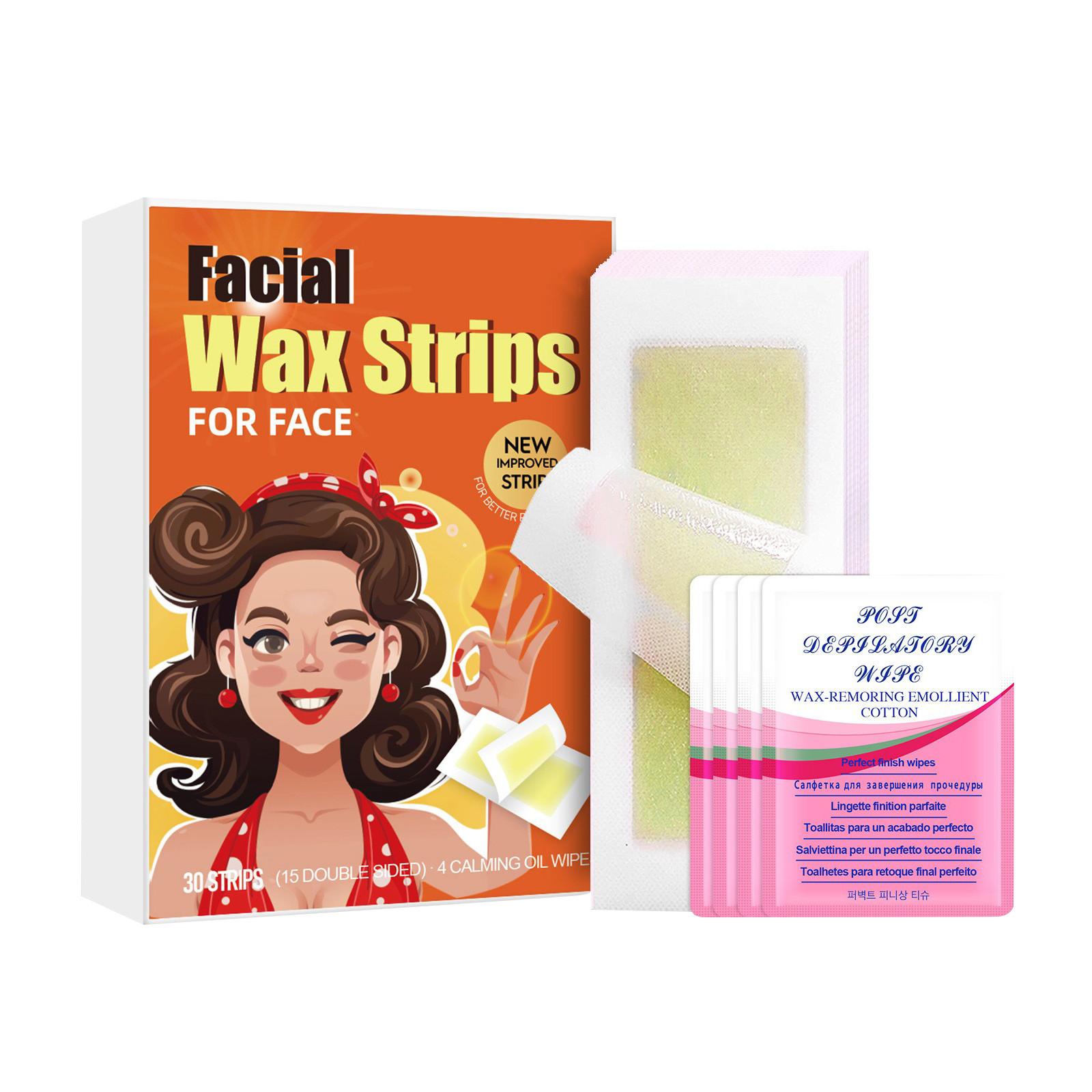 

Восковые полоски, восковые полоски для депиляции Лицо, тело, руки, ноги, грудь, спина Набор для депиляции воском 24 восковые полоски и 2 успокаивающие масляные салфетки оранжевый