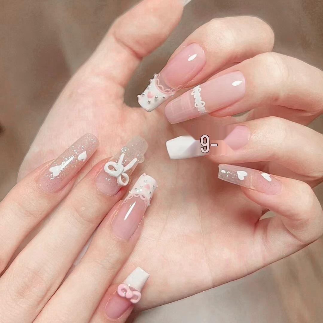 

B618 Girly Pink Bow Heart Nail Art Stickers B618-Cute Girly [Glue Version]