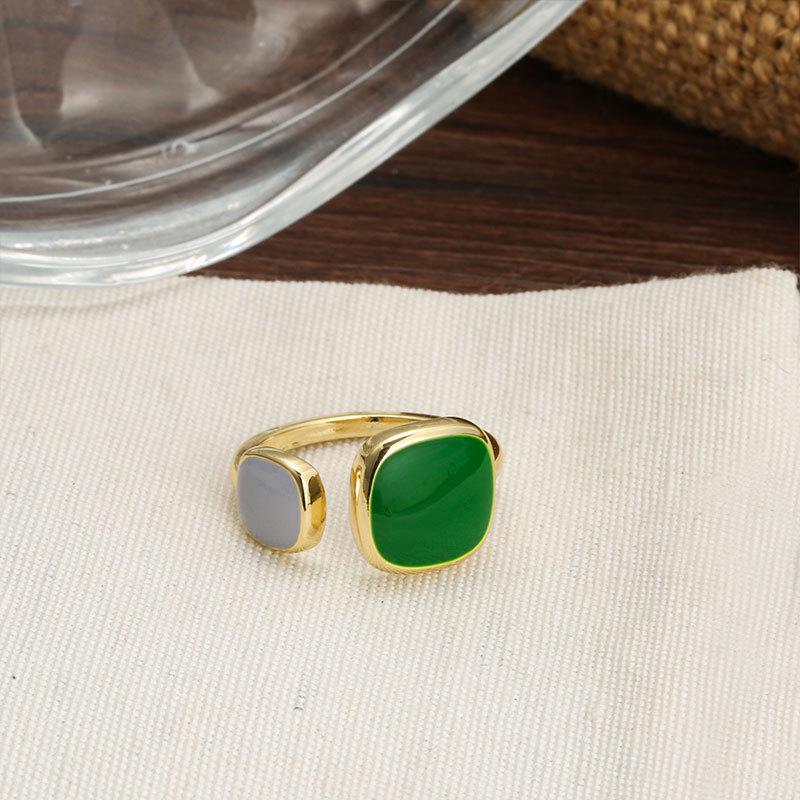 Colorful Glaze Retro Adjustable Korean-Japanese Ring - Trendy Hip Hop Index Finger Accessory for Women
