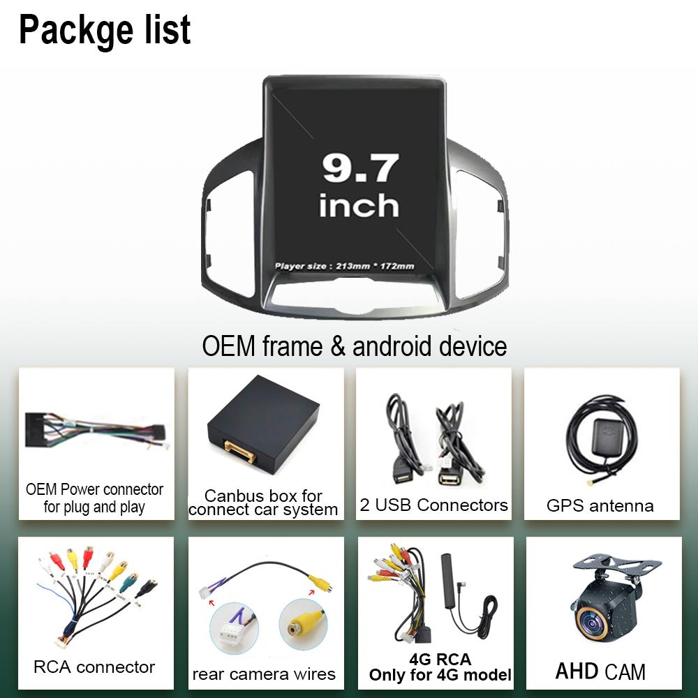 9.7 inch Car Stereo Android 14 For Chevrolet Captiva 1 2011 - 2016 For Tesla Style Wireless Carplay DSP 4G Wifi GPS Navigation