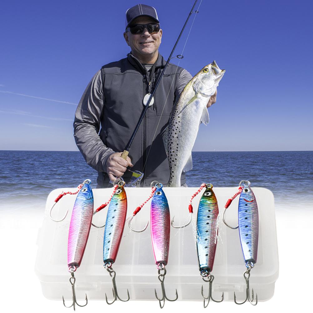 5Pcs 30g40g Slow Fall Pitch Fishing Lures Metal Flat Fishing Jigs Sinking Jigging Bait for